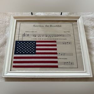 America The Beautiful Framed Lyric And Flag handmade & Hand painted Frame